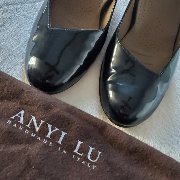 Anyi Lu Emily Black Patent Leather Round Toe Pumps size 41 - Picture 5 of 15